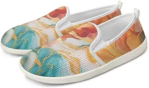 GOSTONG Women's Flats Shoes Breathable Mesh Round Toe Slip On Shoes Comfort Non Slip Casual Walking Shoes Outdoors White Sole Size 6-11