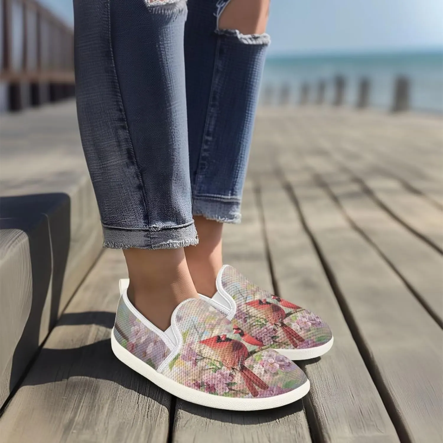 GOSTONG Women's Flats Shoes Breathable Mesh Round Toe Slip On Shoes Comfort Non Slip Casual Walking Shoes Outdoors White Sole Size 6-11