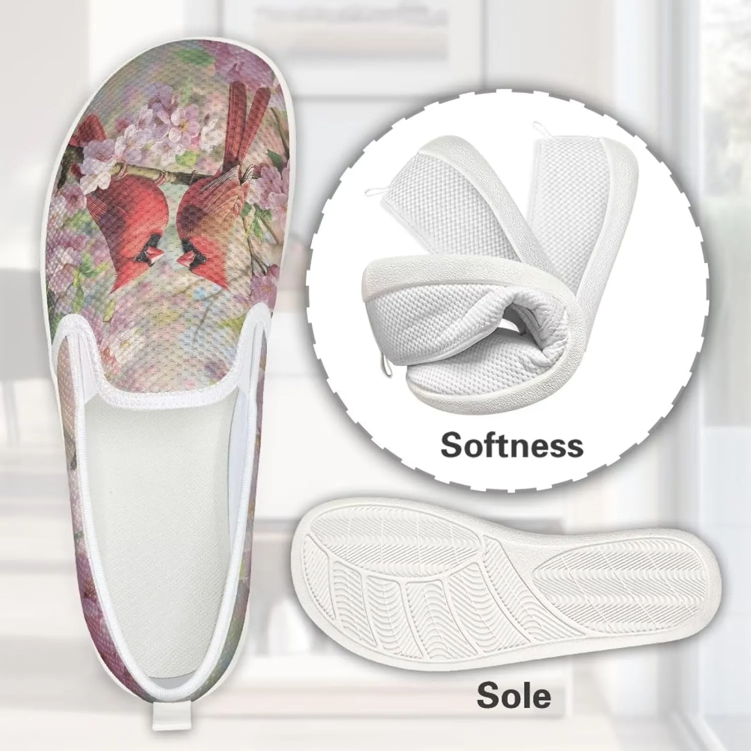 GOSTONG Women's Flats Shoes Breathable Mesh Round Toe Slip On Shoes Comfort Non Slip Casual Walking Shoes Outdoors White Sole Size 6-11