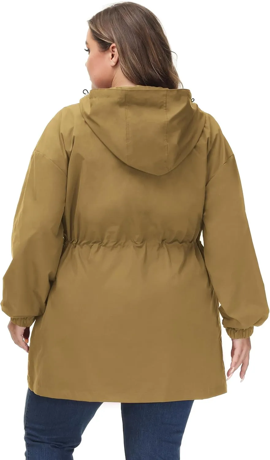 Hanna Nikole Women's Plus Size Long Hooded Raincoat Lightweight Waterproof Windbreaker Jacket