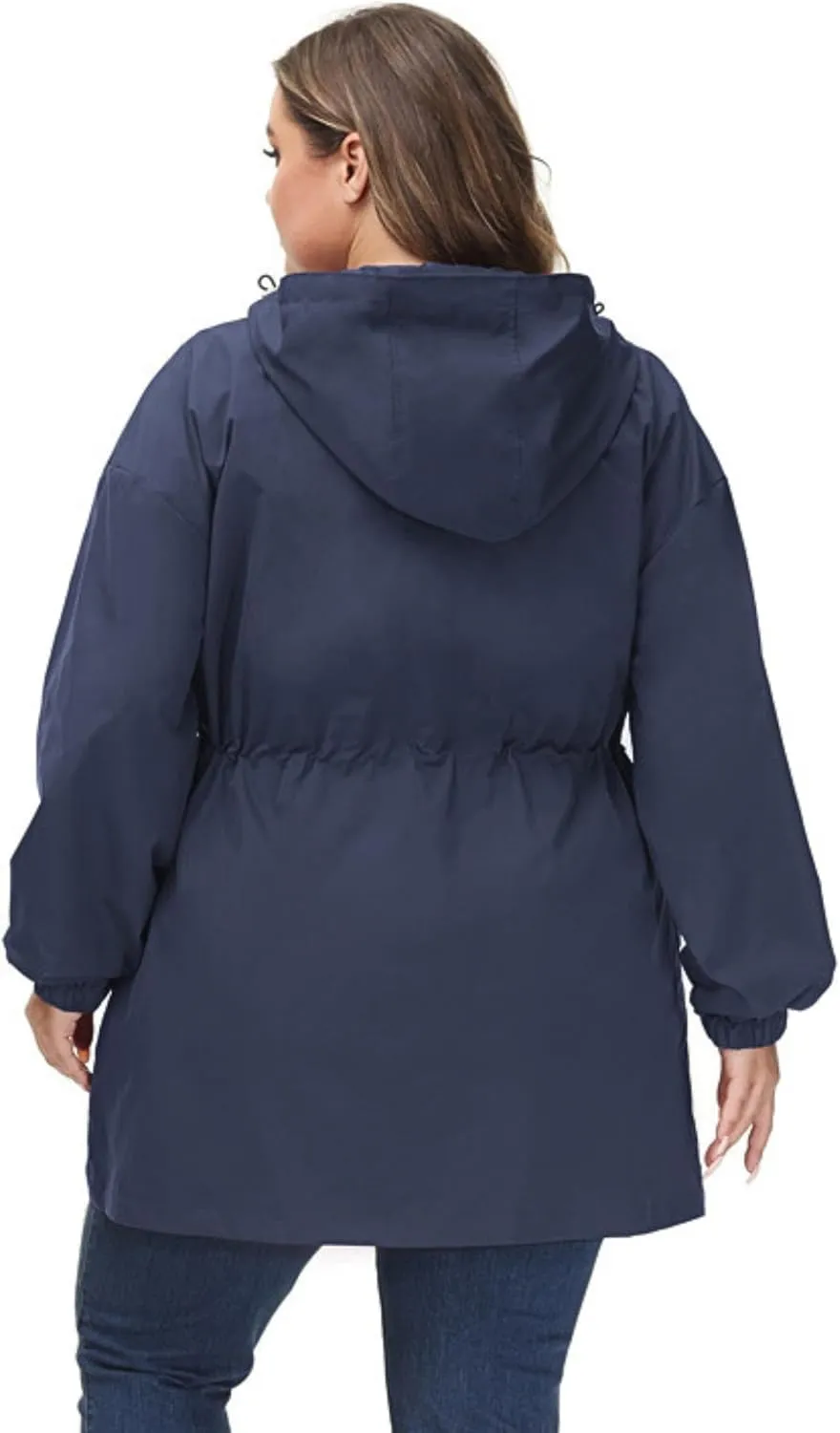 Hanna Nikole Women's Plus Size Long Hooded Raincoat Lightweight Waterproof Windbreaker Jacket