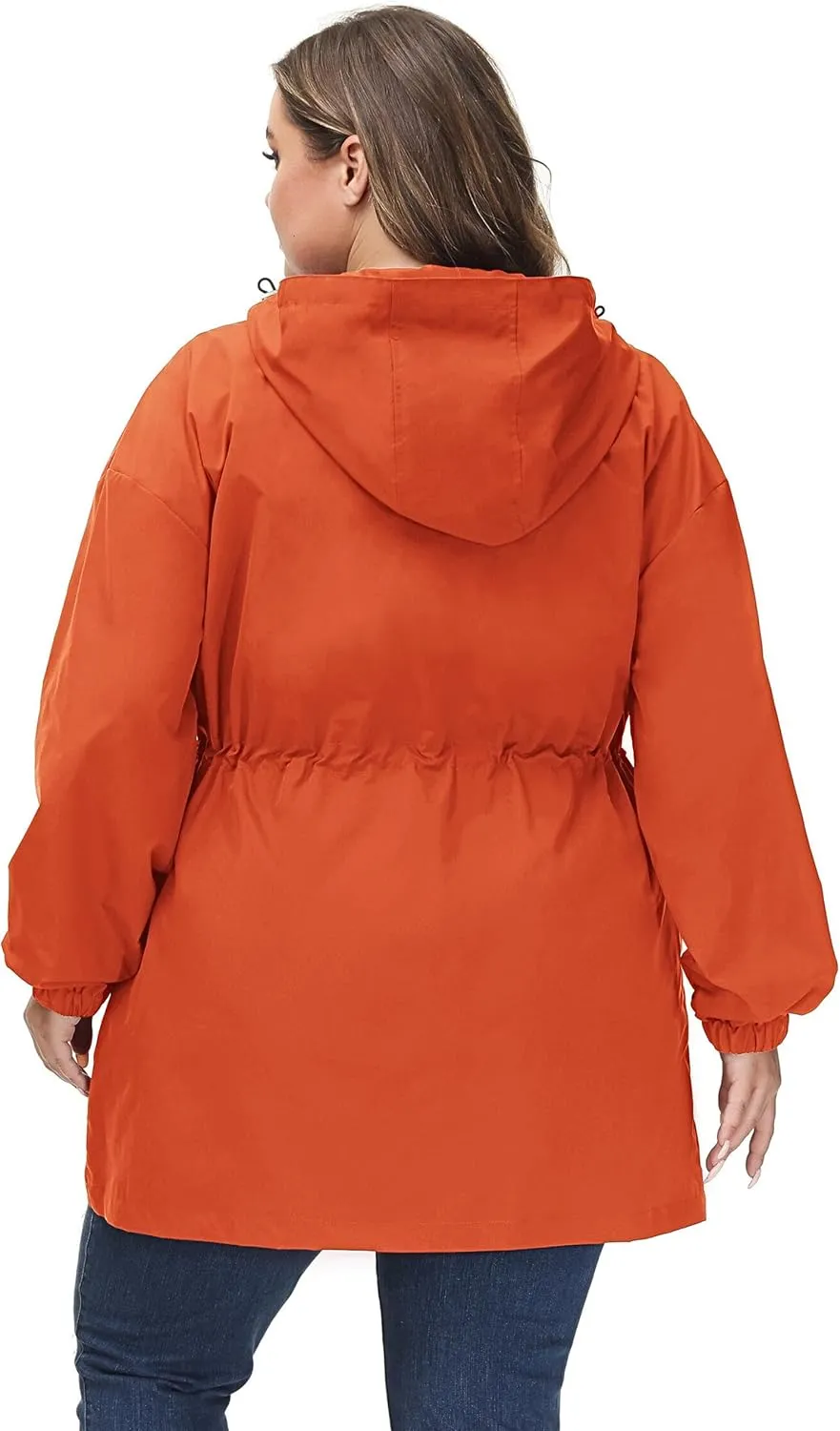 Hanna Nikole Women's Plus Size Long Hooded Raincoat Lightweight Waterproof Windbreaker Jacket
