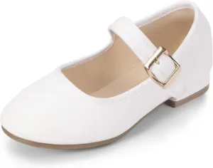 Hehainom Girls Dress Shoes Low Heels Mary Jane Little Big Kids School Wedding Party Shoes Ballerina Girls Flats
