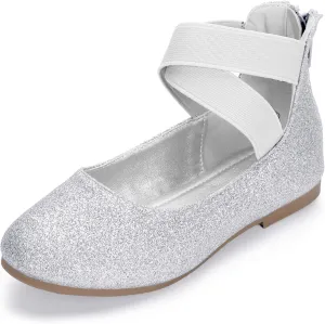 Hehainom Girls Dress Shoes Toddler Little Kids Gracy Ballet Mary Jane Ballerina Flats with Elastic Ankle Strap