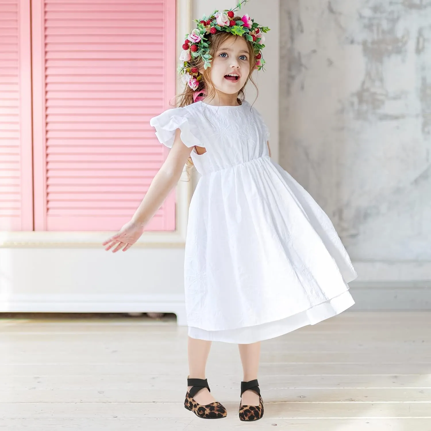 Hehainom Girls Dress Shoes Toddler Little Kids Gracy Ballet Mary Jane Ballerina Flats with Elastic Ankle Strap