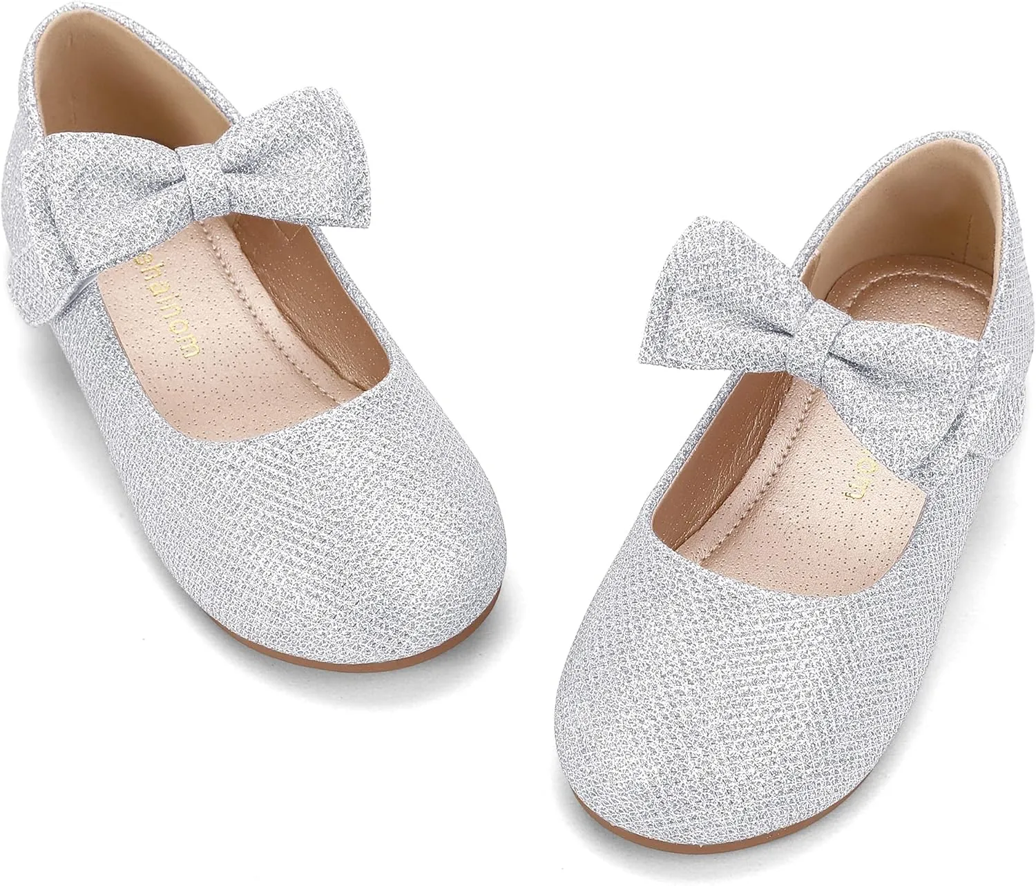 Hehainom Toddler Flower Girls Dress Shoes, Mary Jane Princess Ballet Flats with Bow and Peals for Party School