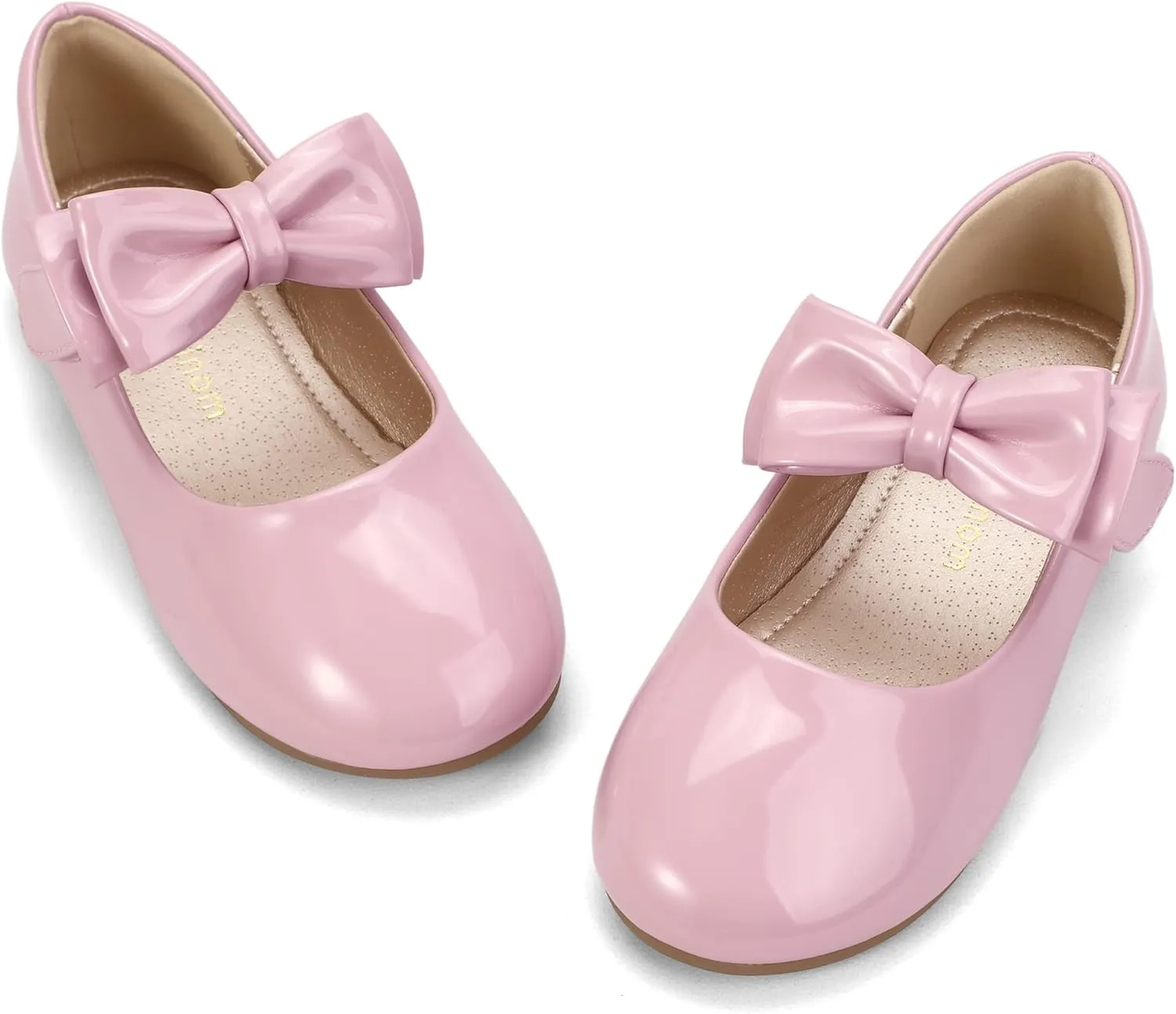 Hehainom Toddler Flower Girls Dress Shoes, Mary Jane Princess Ballet Flats with Bow and Peals for Party School