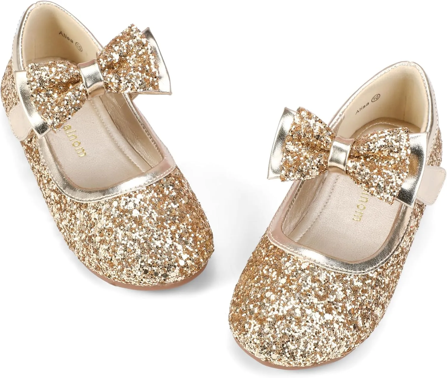 Hehainom Toddler Flower Girls Dress Shoes, Mary Jane Princess Ballet Flats with Bow and Peals for Party School
