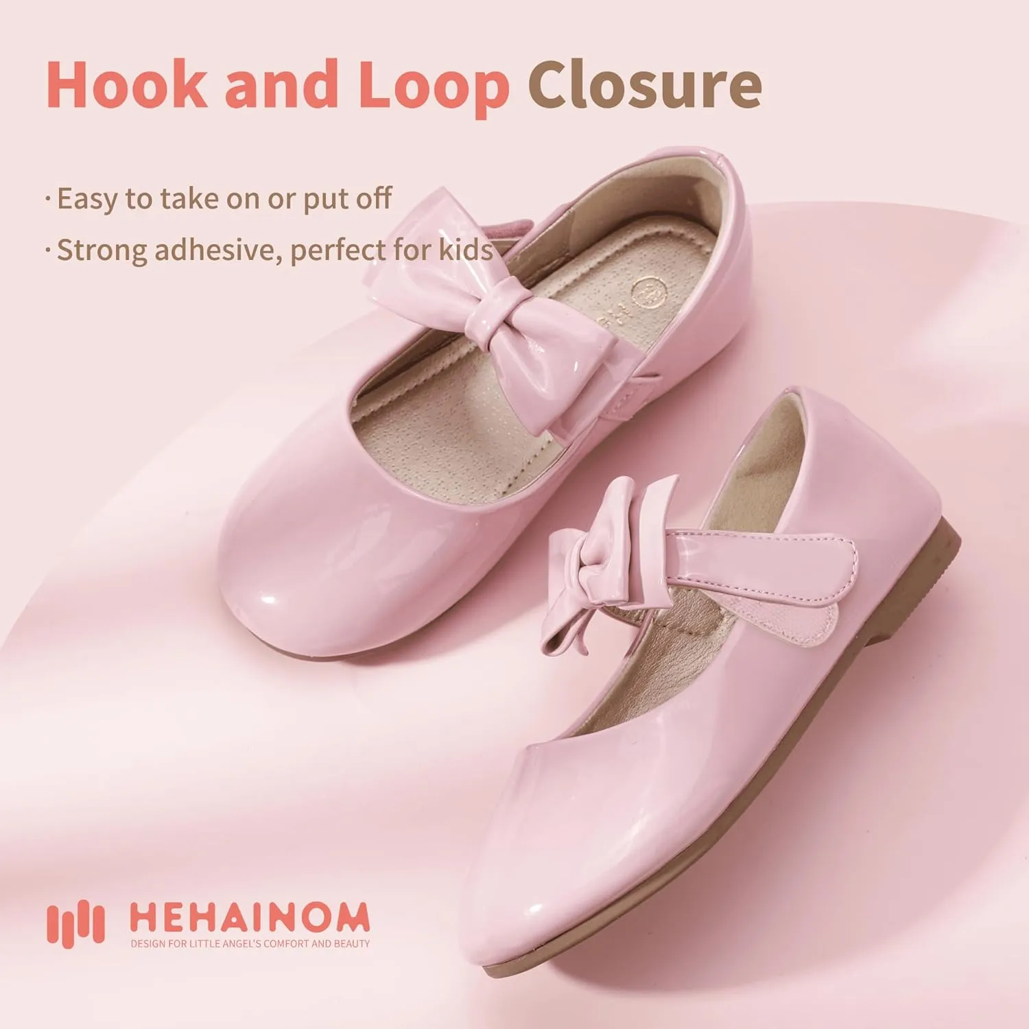 Hehainom Toddler Flower Girls Dress Shoes, Mary Jane Princess Ballet Flats with Bow and Peals for Party School