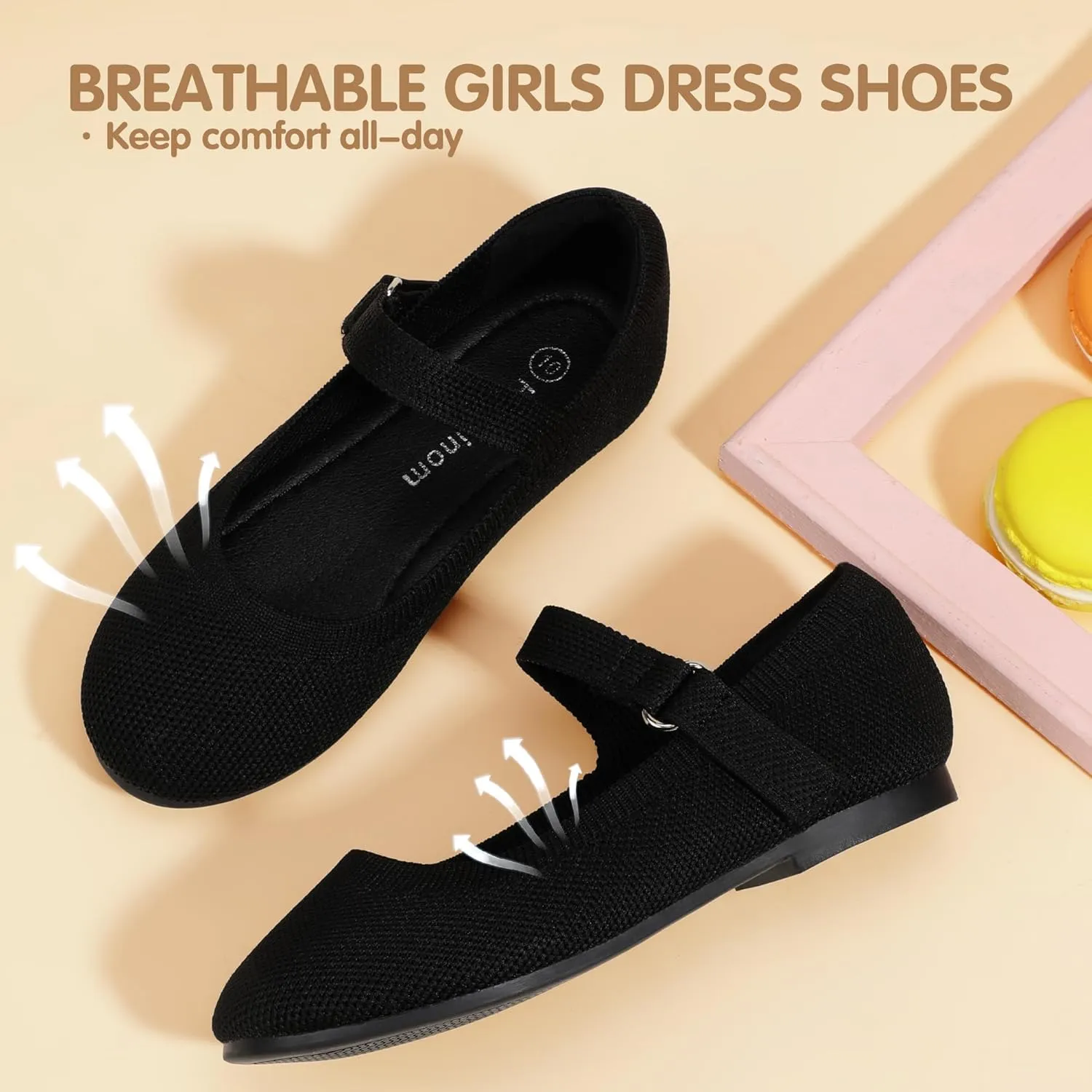 Hehainom Toddler Flower Girls Dress Shoes, Mary Jane Princess Ballet Flats with Bow and Peals for Party School