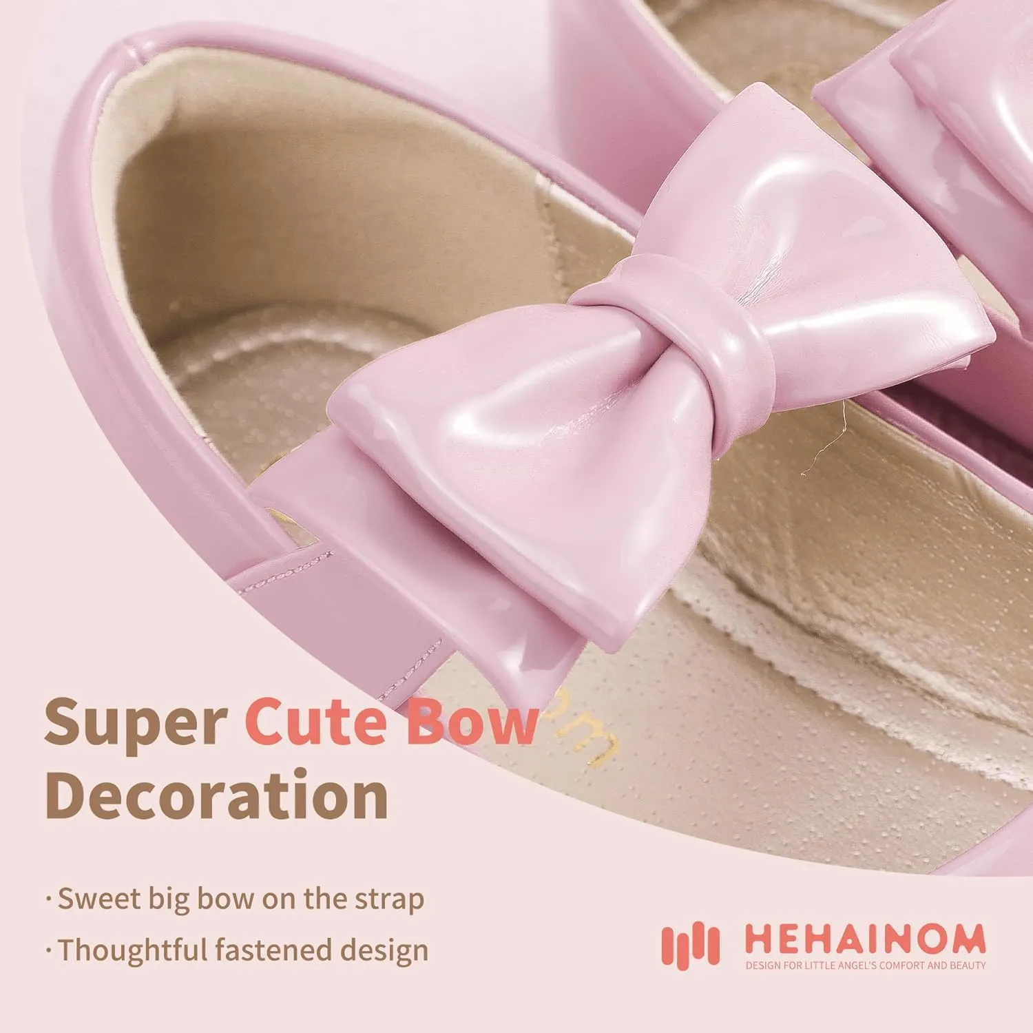 Hehainom Toddler Flower Girls Dress Shoes, Mary Jane Princess Ballet Flats with Bow and Peals for Party School