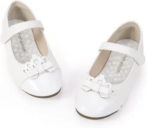 Hehainom Toddler Girls Dress Shoes Mary Jane Ballet Flats Flower Girl School Party Wedding Princess Shoes