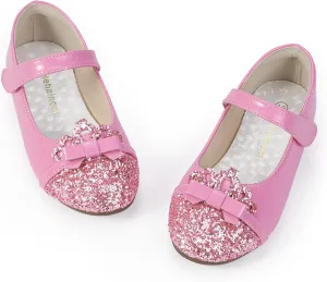 Hehainom Toddler Girls Dress Shoes Mary Jane Ballet Flats Flower Girl School Party Wedding Princess Shoes