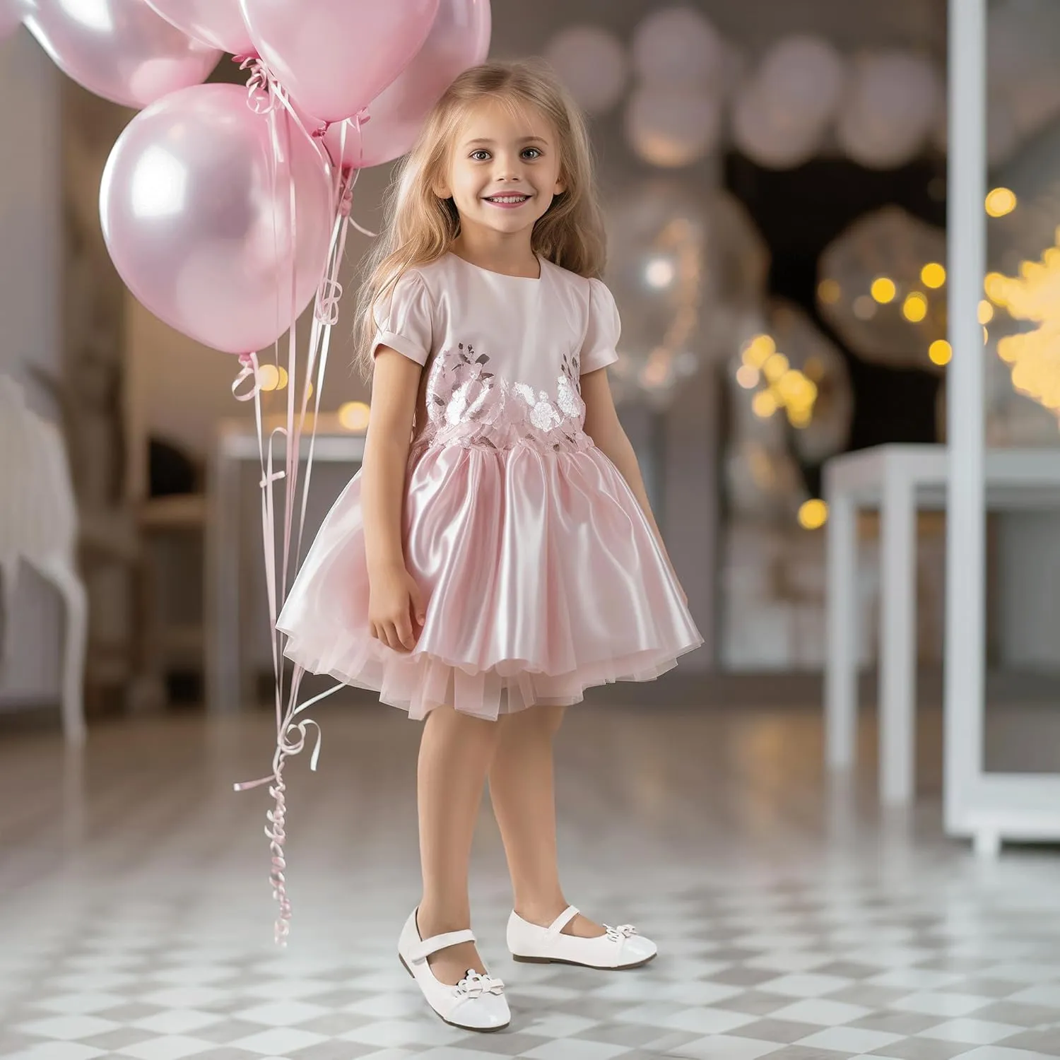 Hehainom Toddler Girls Dress Shoes Mary Jane Ballet Flats Flower Girl School Party Wedding Princess Shoes