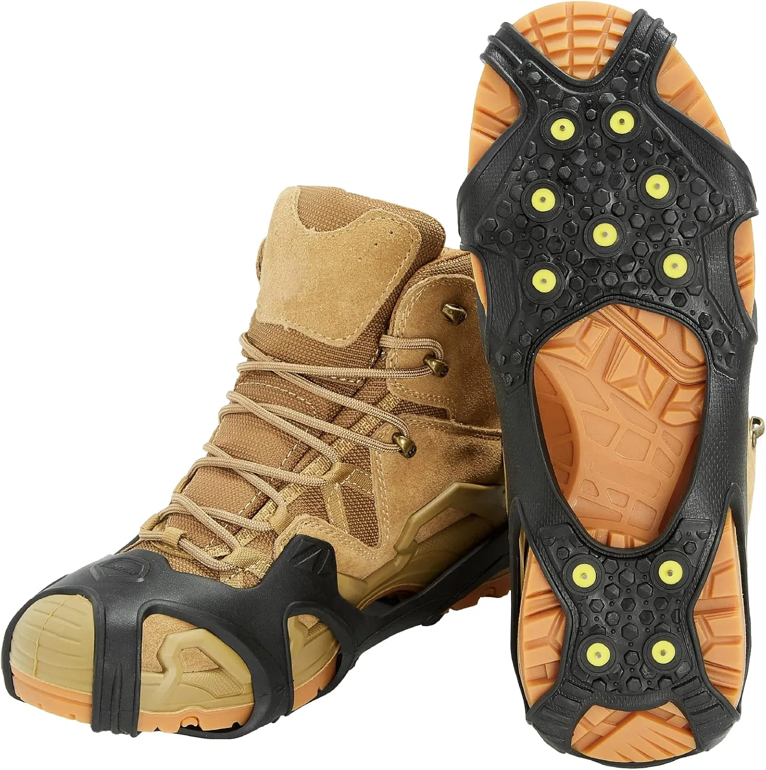 ICETRAX Pro Tungsten Grip Winter Ice Cleats for Shoes and Boots - Snow and Ice Grips, StayON Toe, Reflective Heel