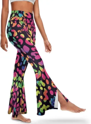 Irisjudy Women's Split Hem Yoga Pants Gothic Rose Bloodstain Bootcut Flared Yoga Pants Mandala Daily Work Workout Leggings
