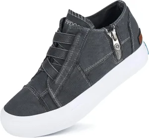 JENN ARDOR Wedge Sneakers for Women Fashion Canvas Shoes Casual Platform Hidden Heel Womens Slip On Sneaker Non Slip Side Zipper