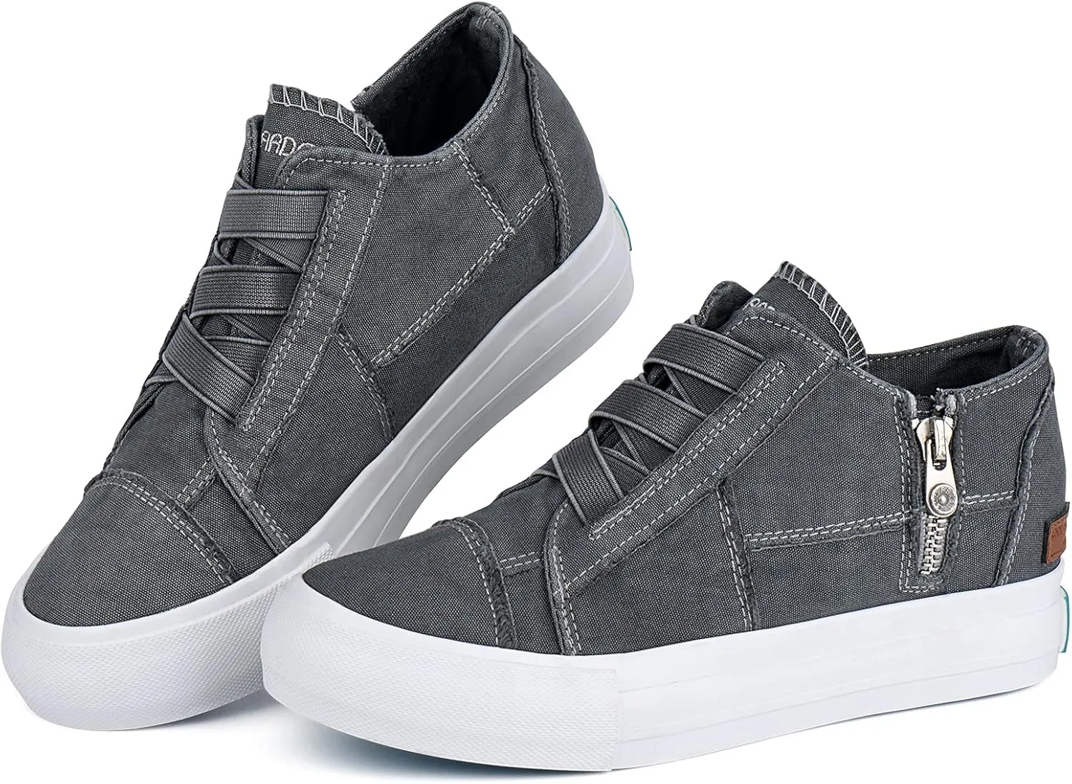 JENN ARDOR Wedge Sneakers for Women Fashion Canvas Shoes Casual Platform Hidden Heel Womens Slip On Sneaker Non Slip Side Zipper