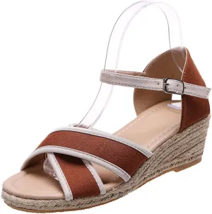 JITUUE Wedge Sandals For Women Summer Platform Shoes For Women Slip Canvas Hemp Rope Bottom Women'S Espadrilles