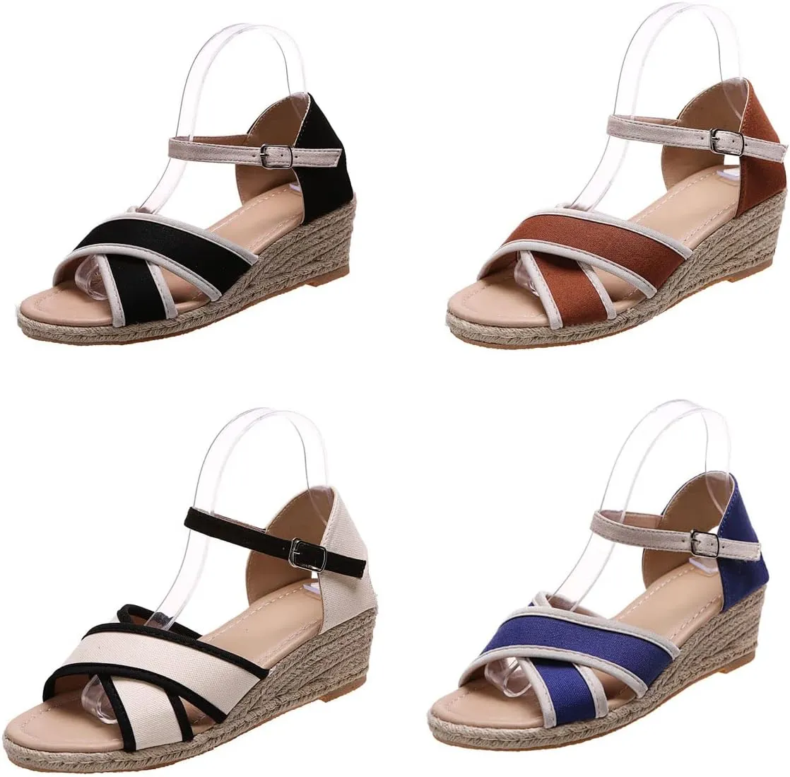 JITUUE Wedge Sandals For Women Summer Platform Shoes For Women Slip Canvas Hemp Rope Bottom Women'S Espadrilles