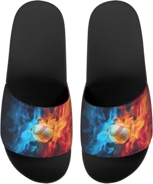 JoyLamoria Unisex Fashion Printed Slide Sandals, Home Bathroom Slip-on Flat Slippers Daily Shoes for Men Women