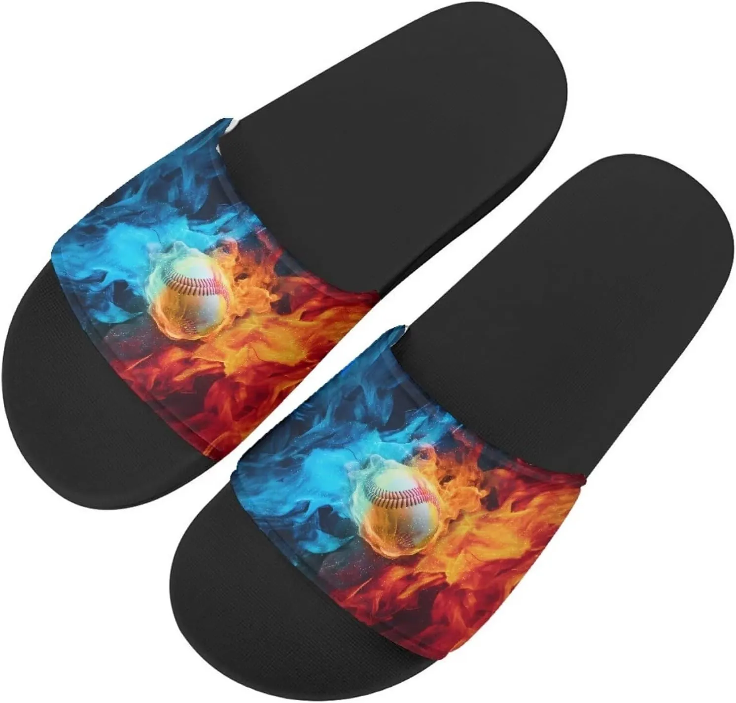 JoyLamoria Unisex Fashion Printed Slide Sandals, Home Bathroom Slip-on Flat Slippers Daily Shoes for Men Women