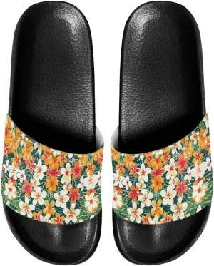 JoyLamoria Unisex Fashion Printed Slide Sandals, Home Bathroom Slip-on Flat Slippers Daily Shoes for Men Women