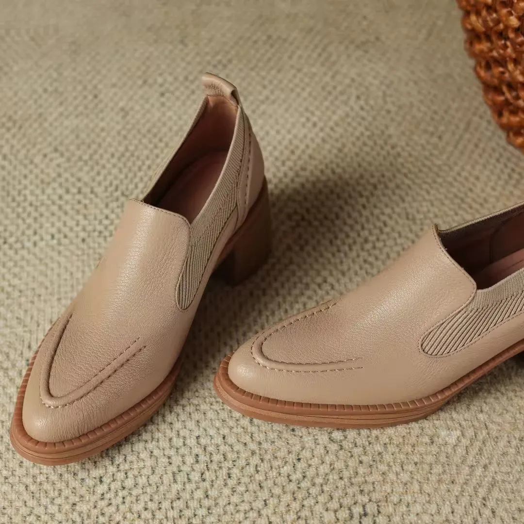 Katherine Beige Leather Loafers