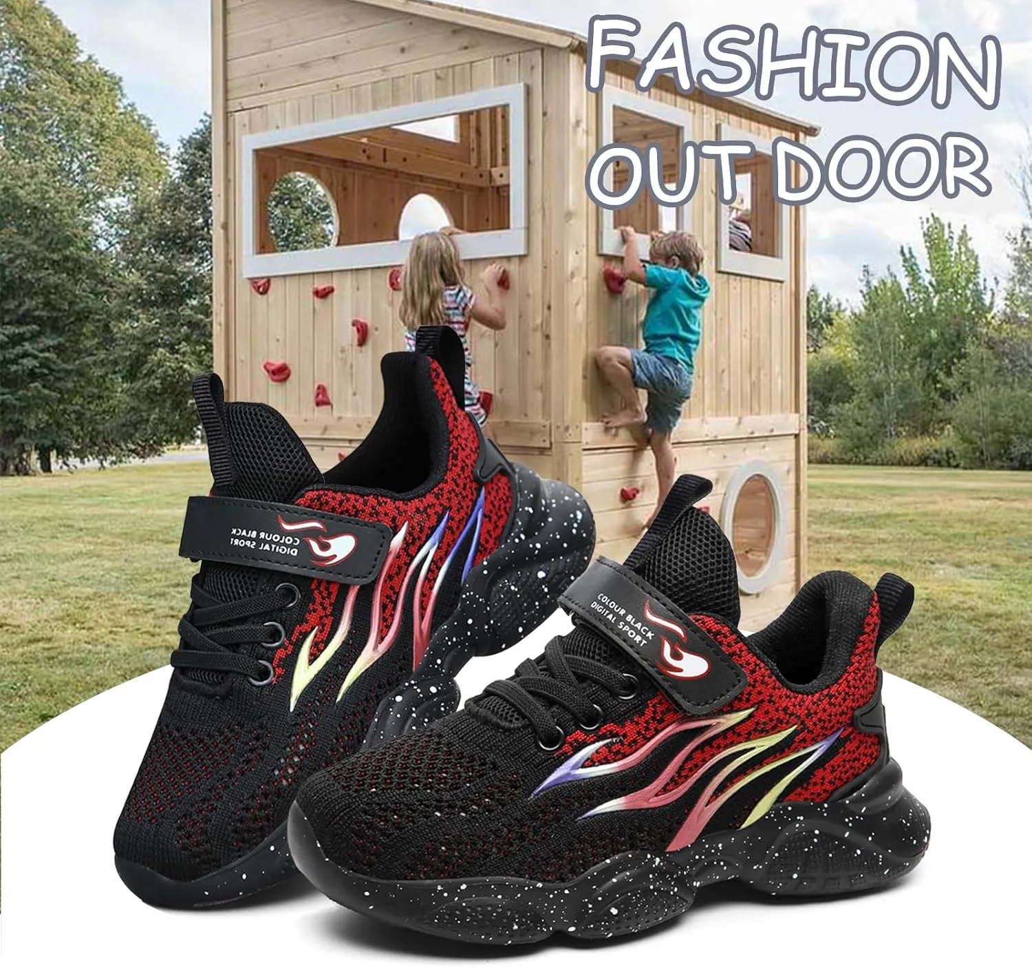 Kids Sneakers for Boys Girls Cool Pattern Athletic Running Tennis Shoes for Little Kid Big Kid