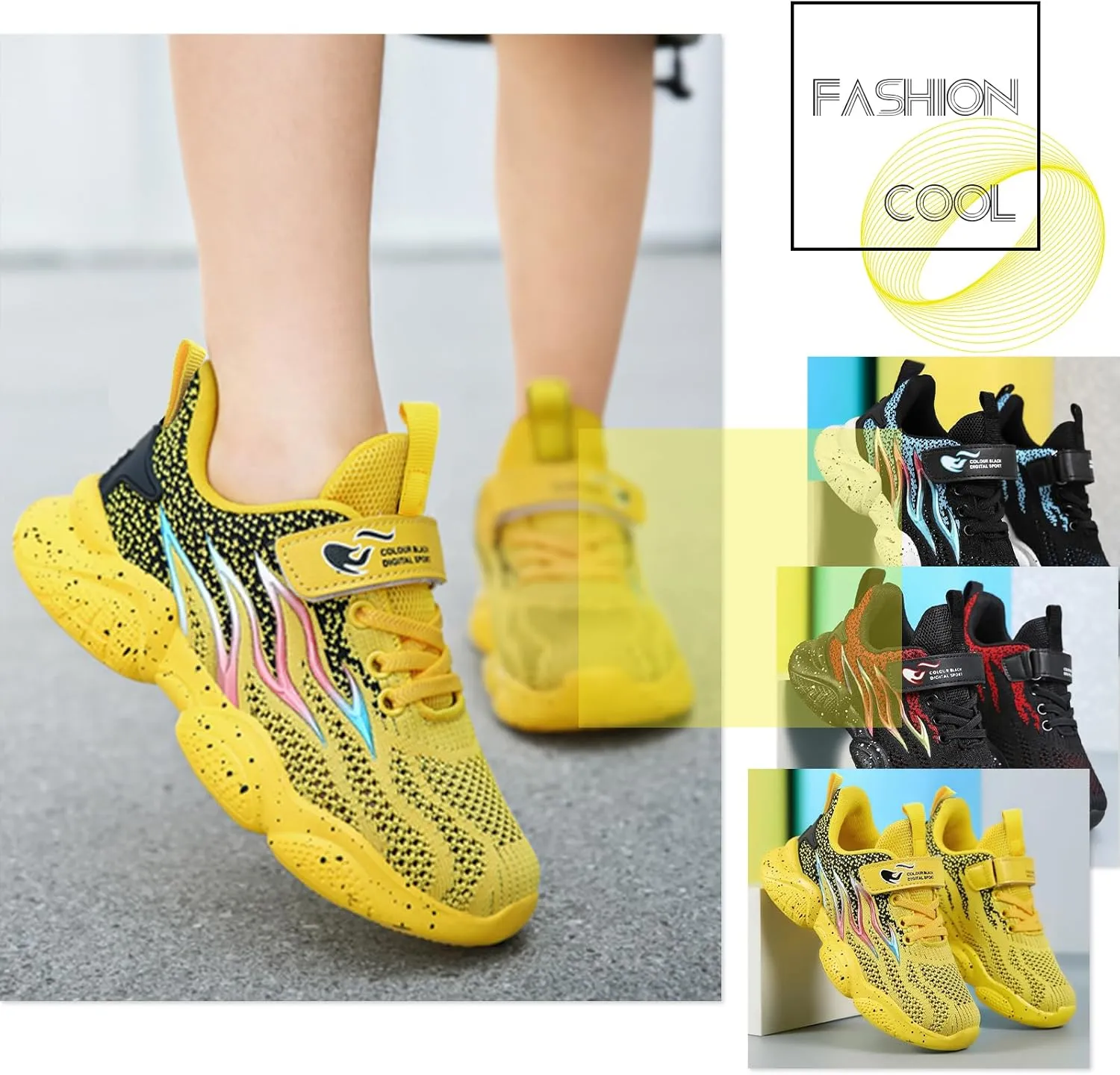 Kids Sneakers for Boys Girls Cool Pattern Athletic Running Tennis Shoes for Little Kid Big Kid
