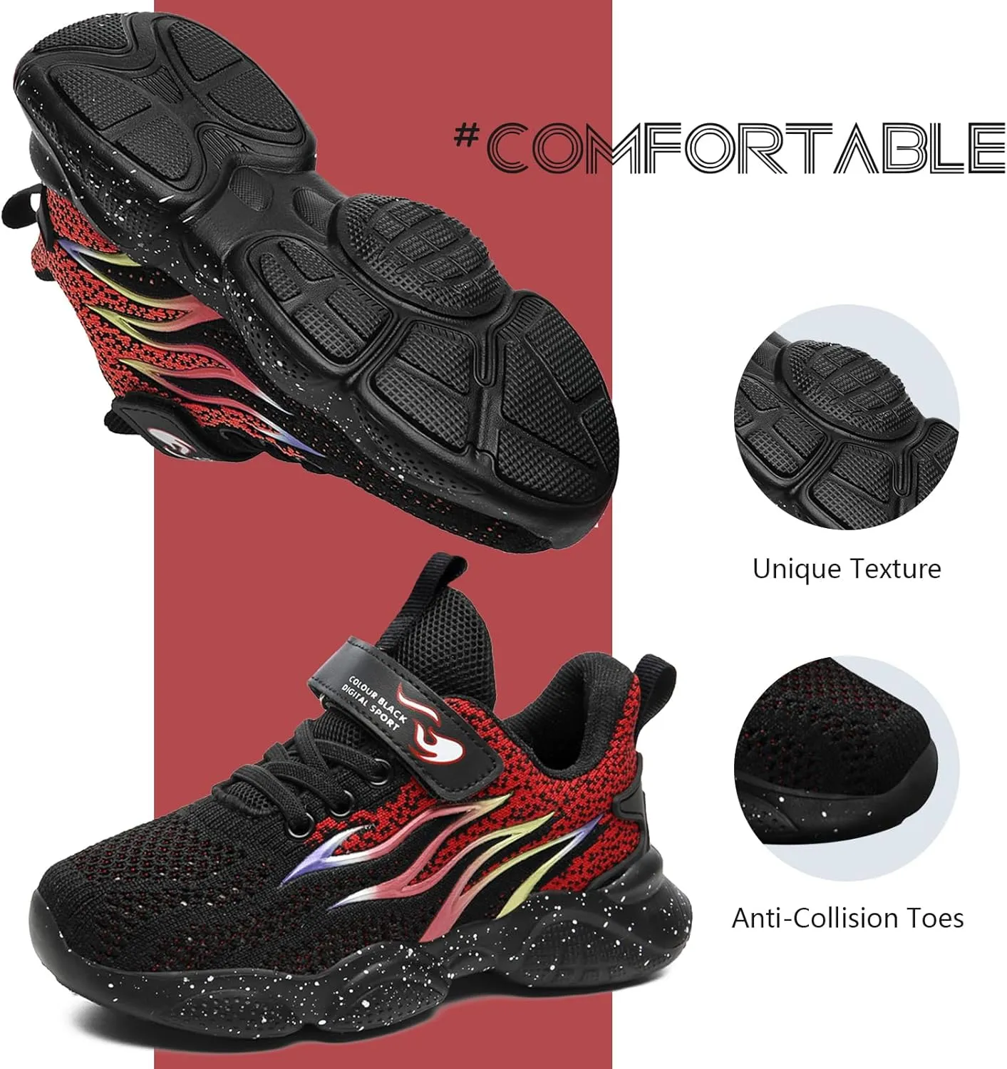 Kids Sneakers for Boys Girls Cool Pattern Athletic Running Tennis Shoes for Little Kid Big Kid