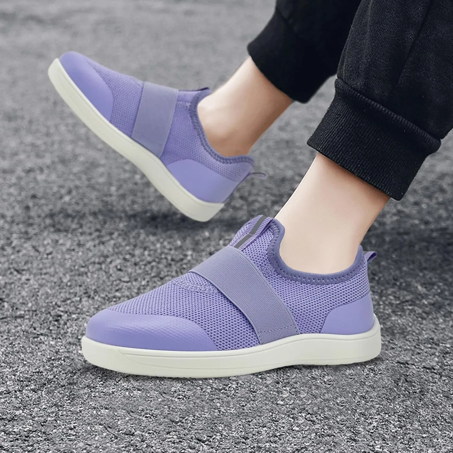 Kids Sneakers for Boys Girls Slip On Wide Toe Box Barefoot Shoes Toddler Minimalist Zero Drop Sneakers Breathable Tennis Walking Shoes