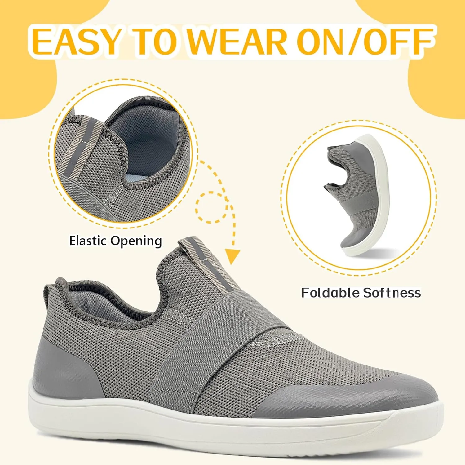 Kids Sneakers for Boys Girls Slip On Wide Toe Box Barefoot Shoes Toddler Minimalist Zero Drop Sneakers Breathable Tennis Walking Shoes