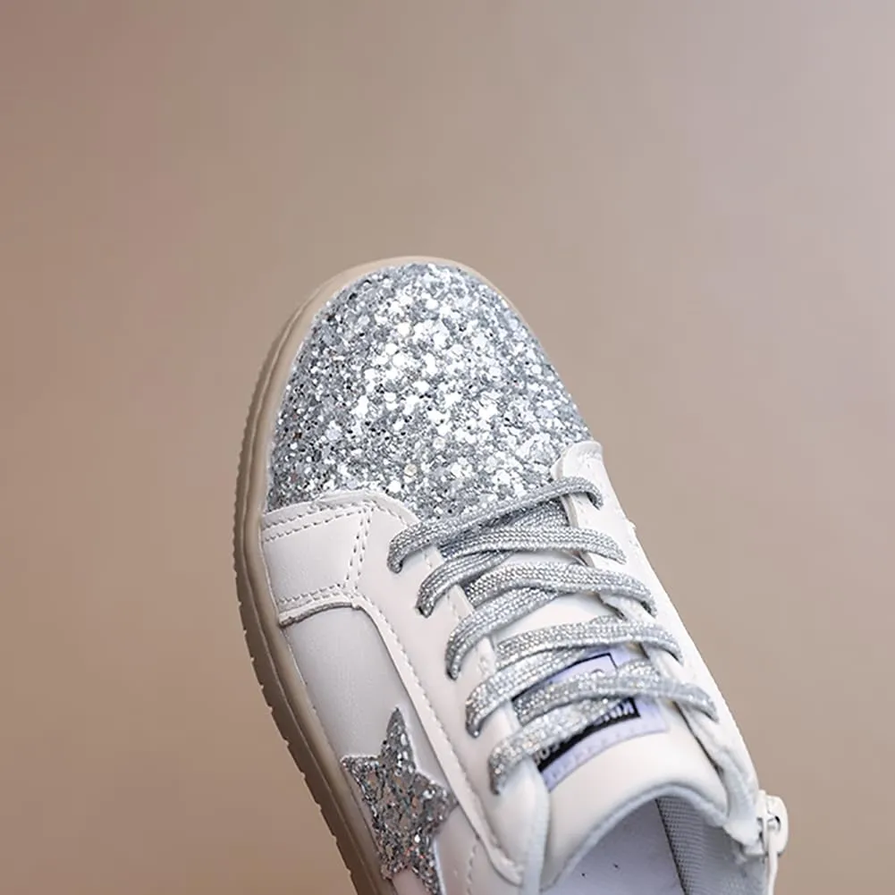 Kids Sparkle Star Sneakers Casual Sports Running Shoes for Girls Boys