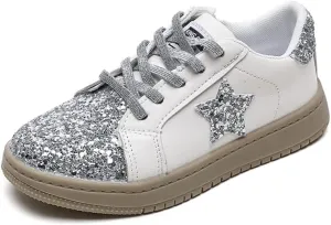 Kids Sparkle Star Sneakers Casual Sports Running Shoes for Girls Boys