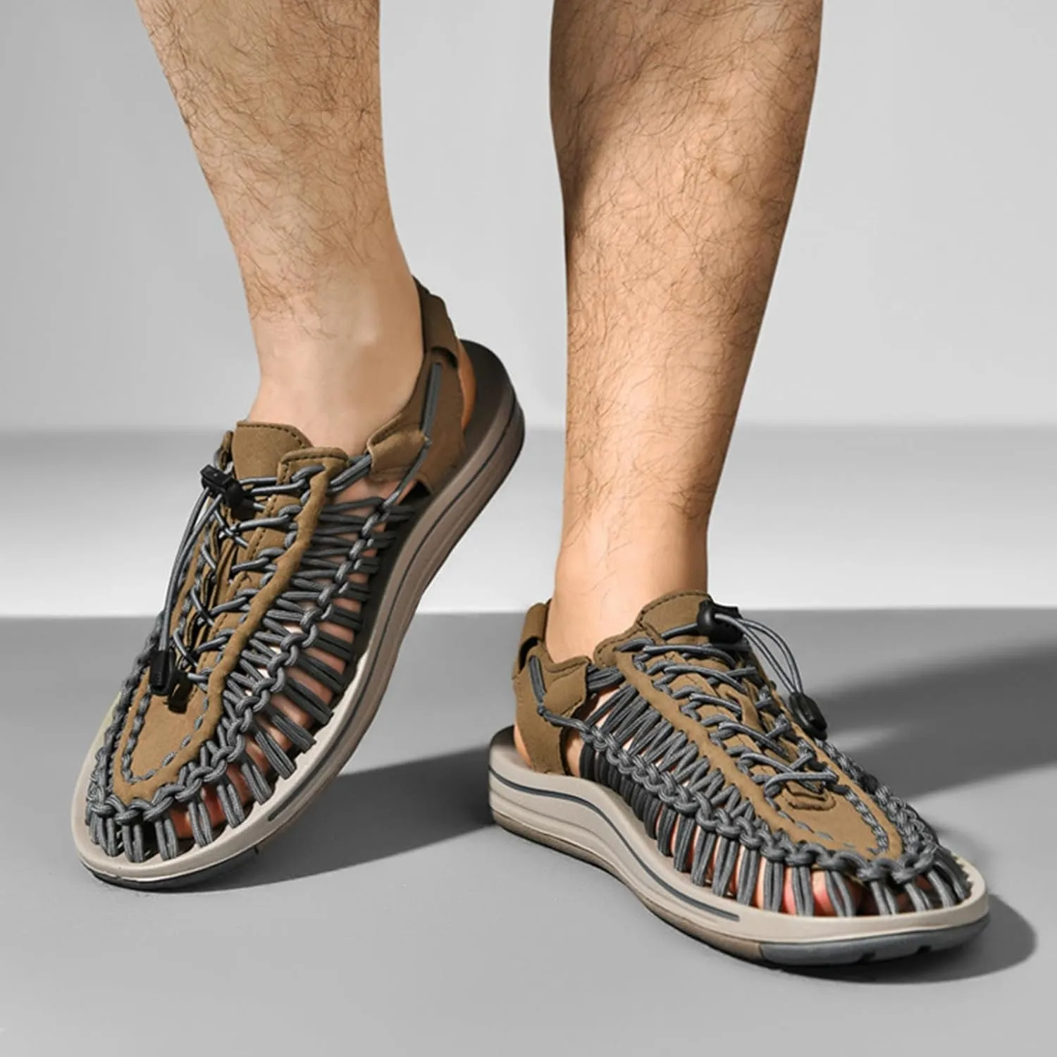 Large Size Unisex Rope Sport Sandals Men's Fisherman Shoes Women's Hand-Woven Shoes Comfortable Couple Lightweight Beach Sandals