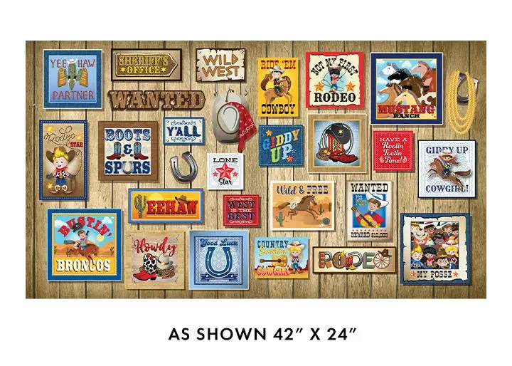 Lil' Buckaroos Wild West Boxes Multi by Benartex panel - 24"x 42" 2385