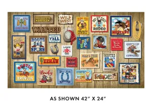 Lil' Buckaroos Wild West Boxes Multi by Benartex panel - 24"x 42" 2385
