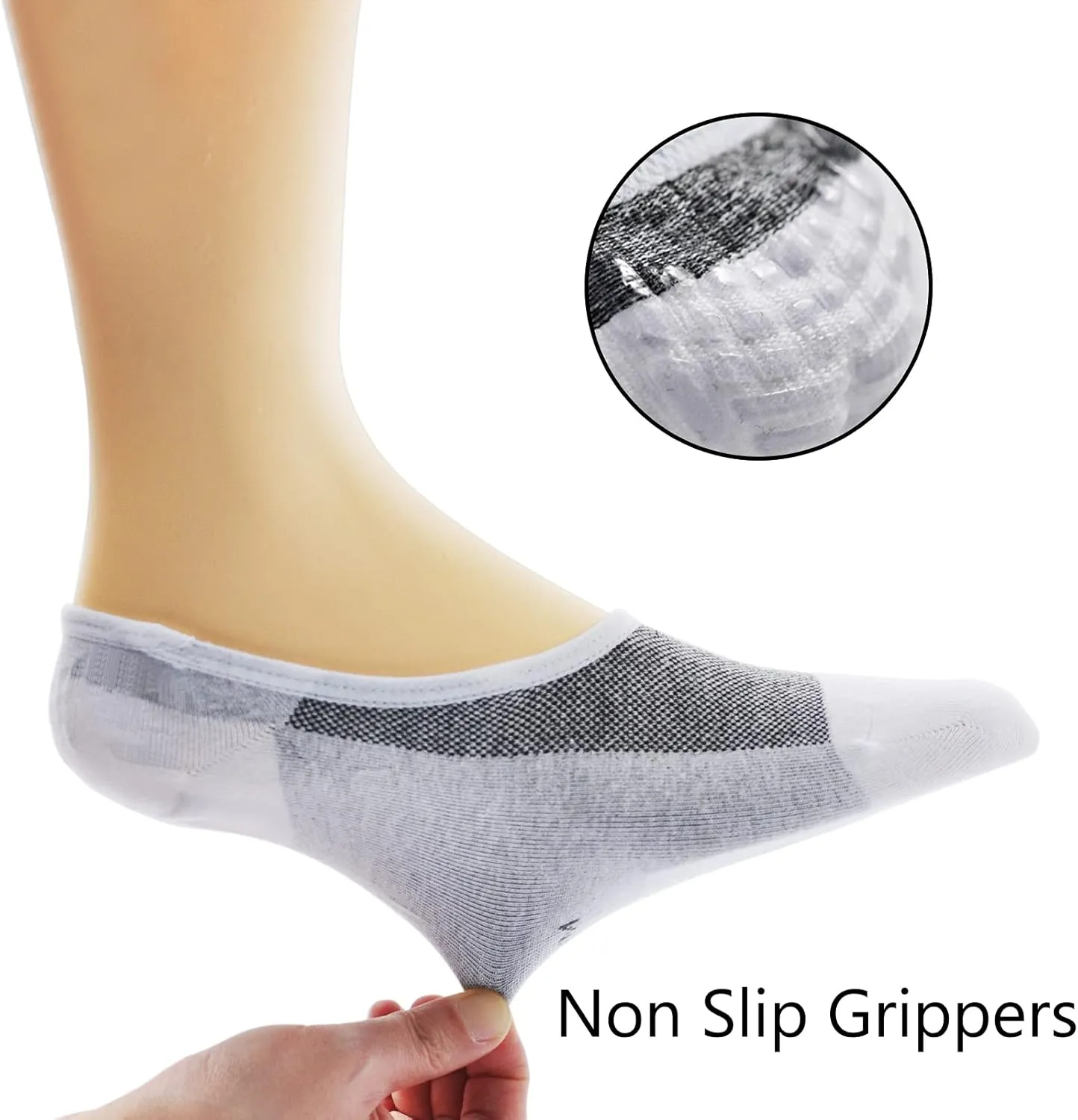 LO SHOKIM No Show Socks - Breathable Non Slip Low Cut Cotton Short Socks for Men & Women, 7-15