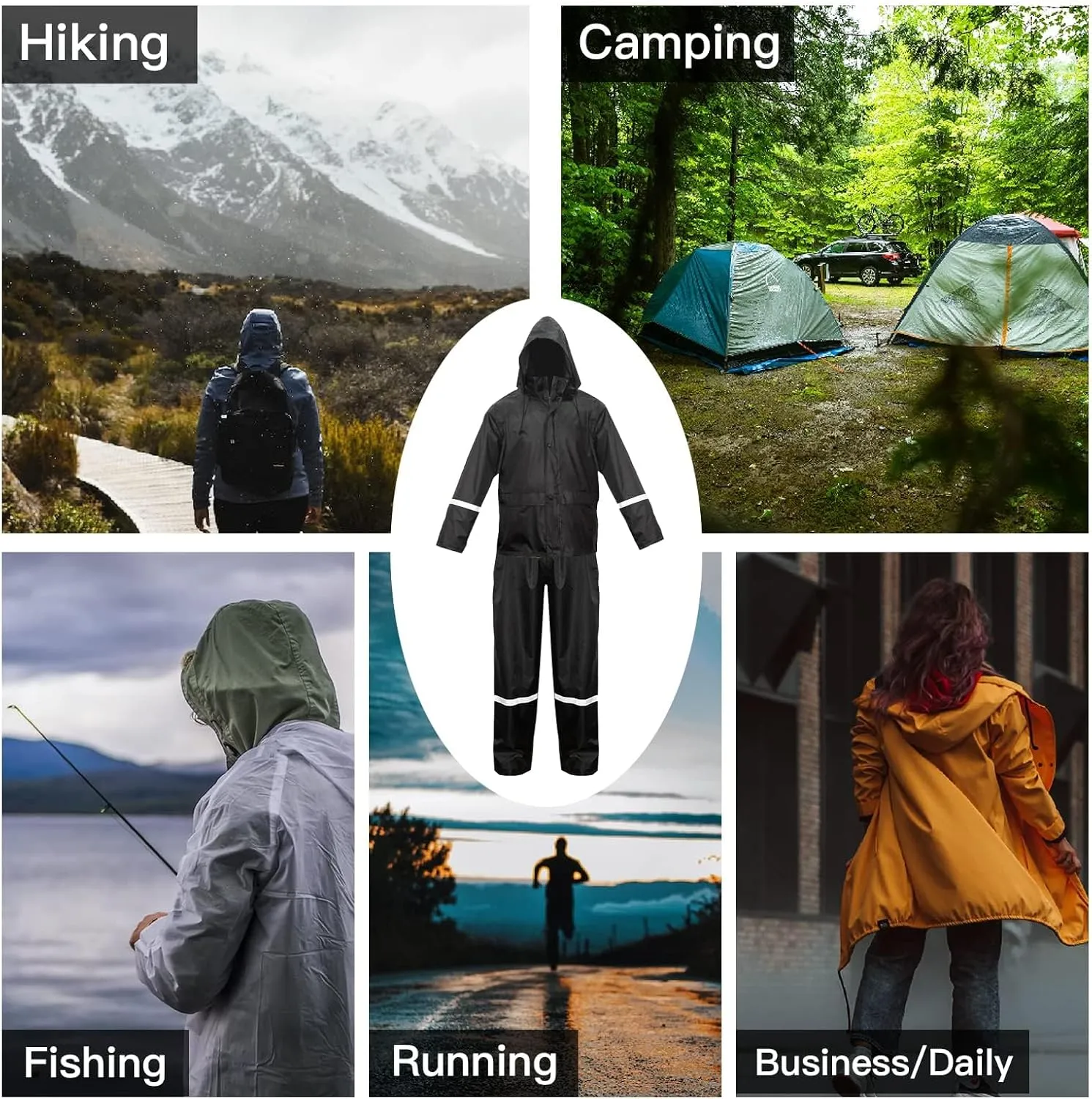 LOOGU Men's Lightweight Waterproof Rain Coat with Breathable Hood