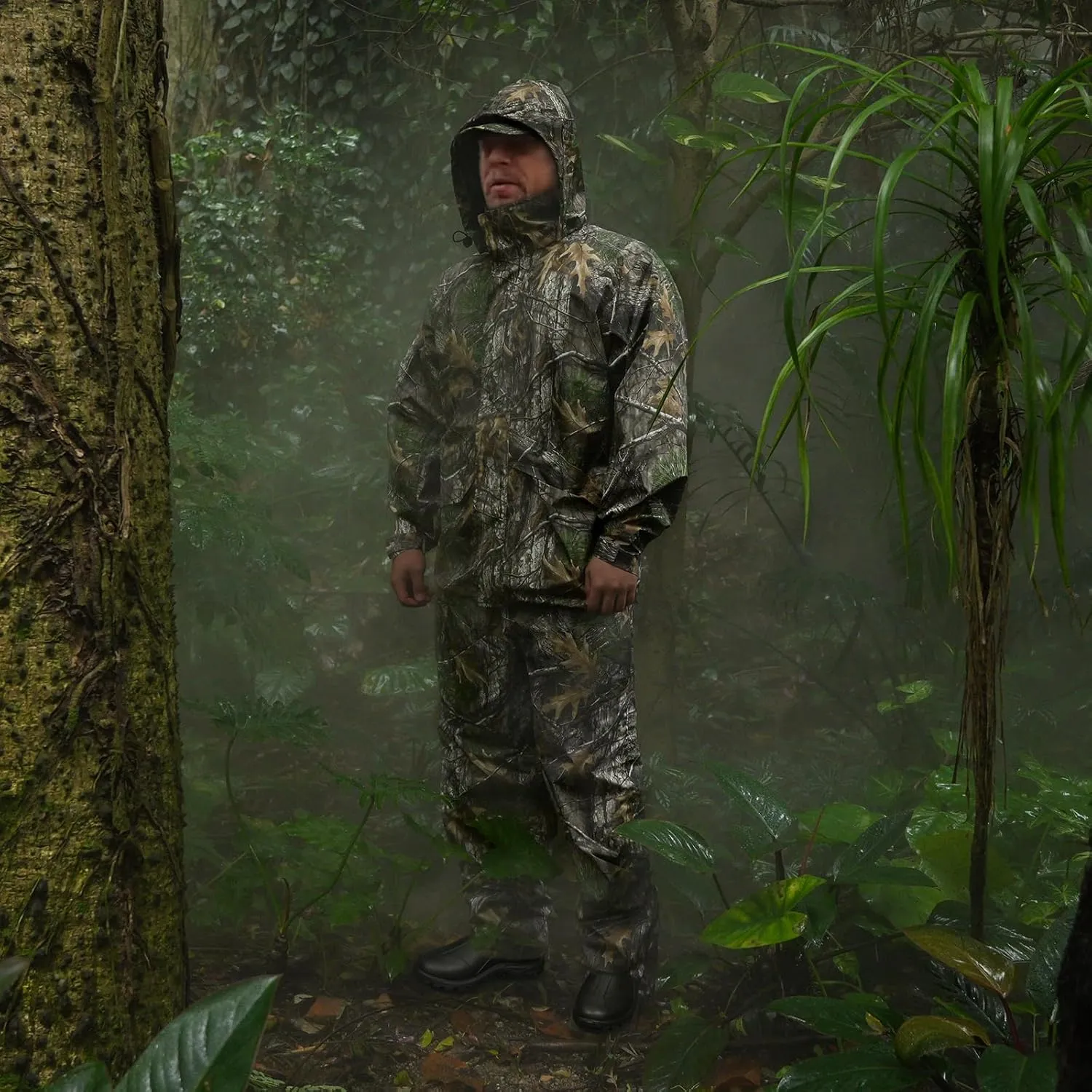 LOOGU Men's Rain Suit - Rain Gear for Men Waterproof, Lightweight Rain Coat, Breathable Mens Rain Jackets Hood and Pants