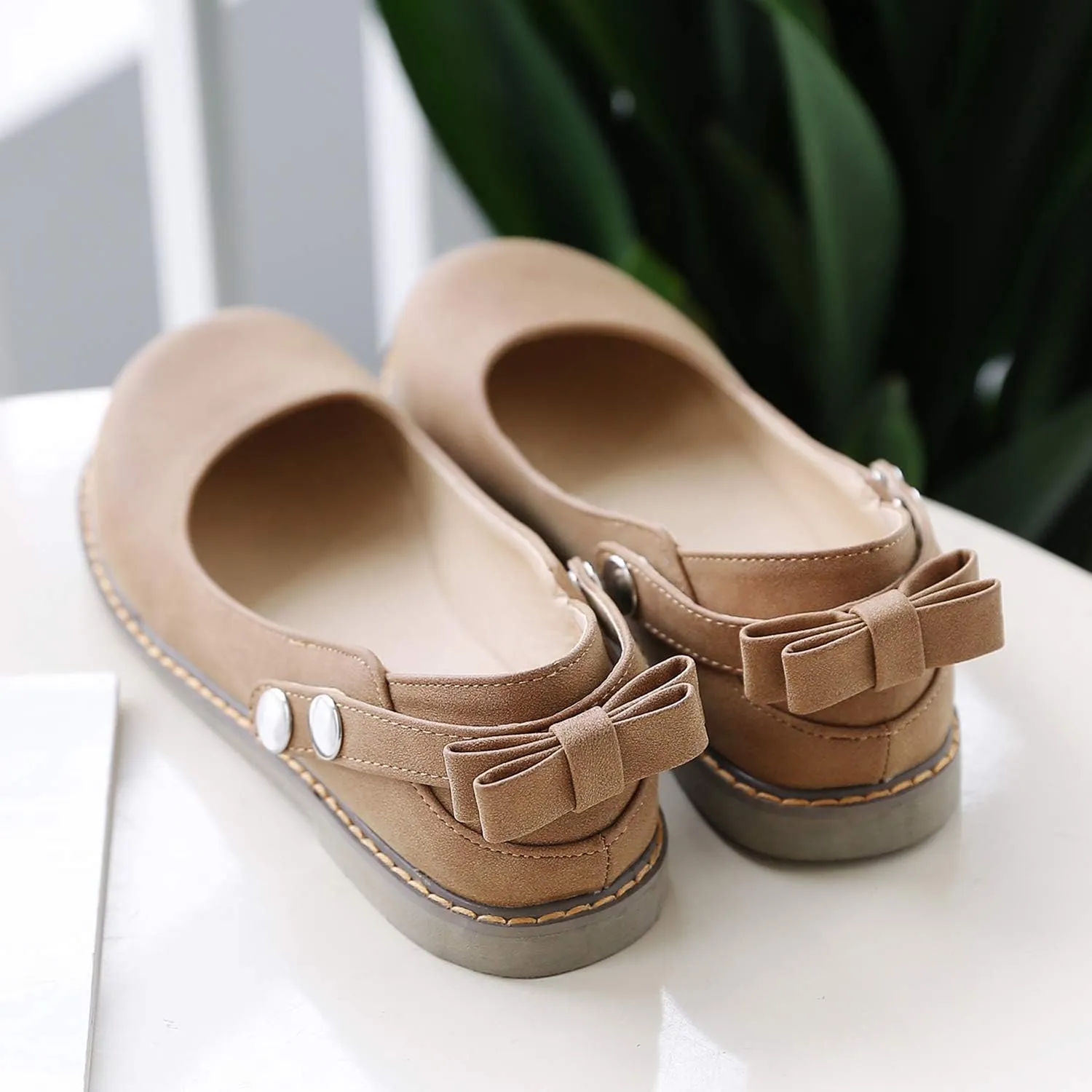 LYYSKY Women Sweet Bownot Ankle Strap Mary Jane Shoes Casual Flats Three Ways Wear Walking Shoes