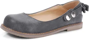 LYYSKY Women Sweet Bownot Ankle Strap Mary Jane Shoes Casual Flats Three Ways Wear Walking Shoes
