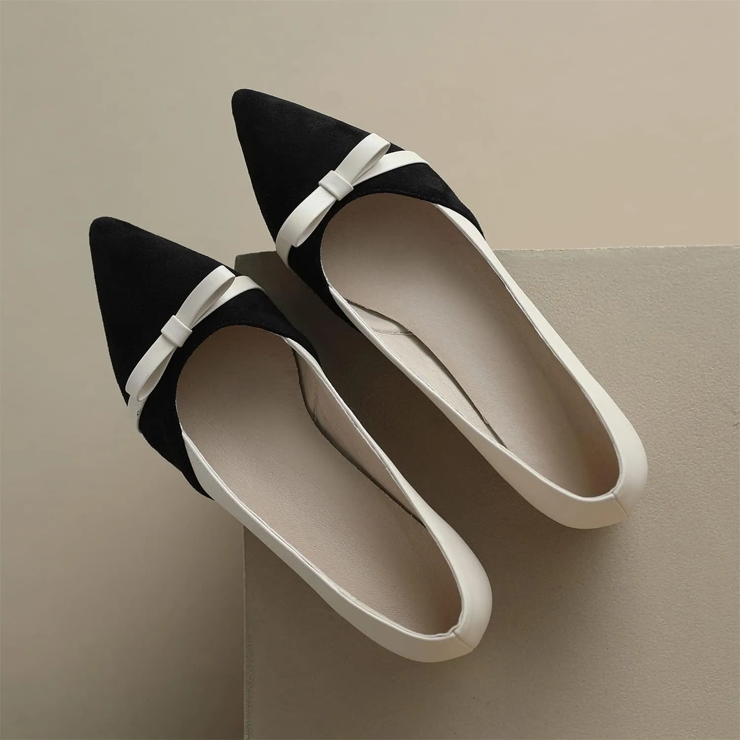 LYYSKY Womens Fashion 3CM Low Heels Pointed Toe Maid Single Shoes Concise Shallow Flats Mary Jane Shoes Princess Pumps Black Off White Apricot Size 4-14