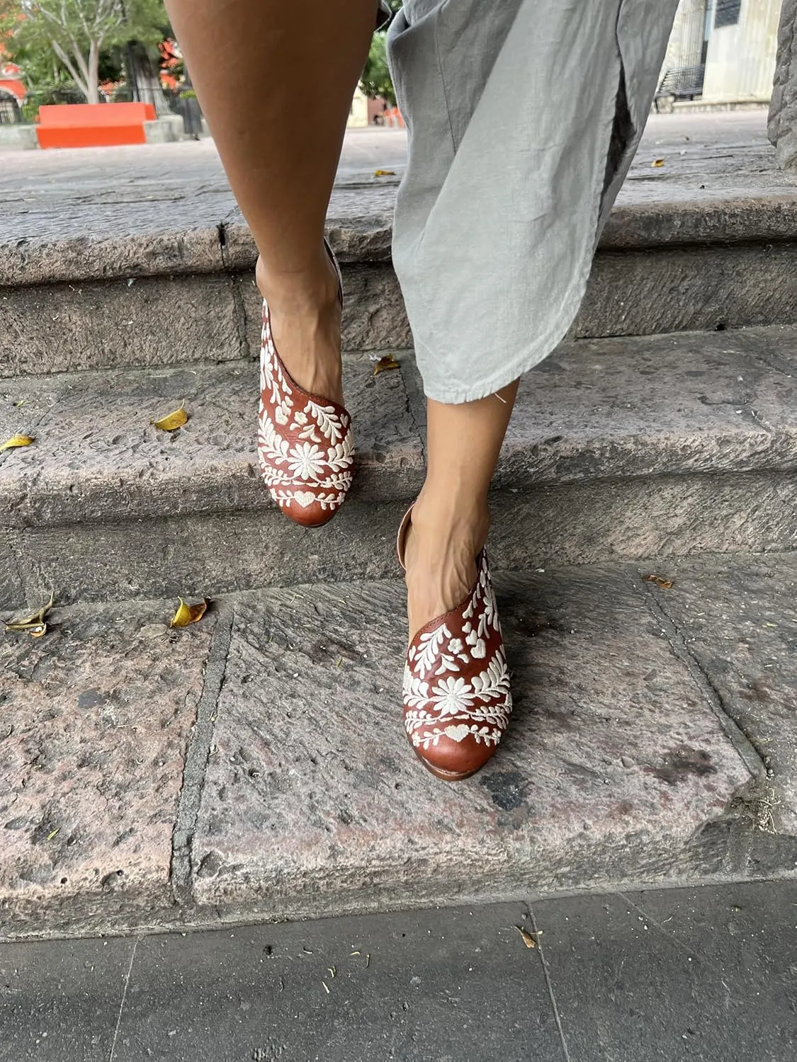 Macarena Collection Sandals women Huarache Sandal Colorful Leather Mexican Comfort Walking Handcrafted Leather Embroidered Flats - Mexican Artisan Design Maky