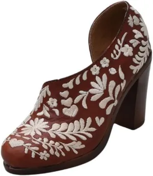 Macarena Collection Sandals women Huarache Sandal Colorful Leather Mexican Comfort Walking Handcrafted Leather Embroidered Flats - Mexican Artisan Design Maky