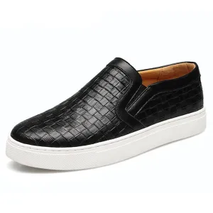 Men Plaited Shoes Slip-on Casual Shoes Bright Platform Round Toe Loafers For Men XMR1303