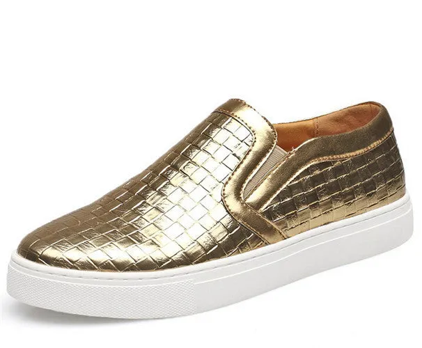 Men Plaited Shoes Slip-on Casual Shoes Bright Platform Round Toe Loafers For Men XMR1303