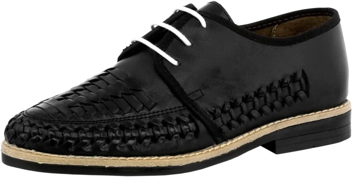 Men's Black Authentic Mexican Laced Huaraches Lace Up Sandals Closed Toe