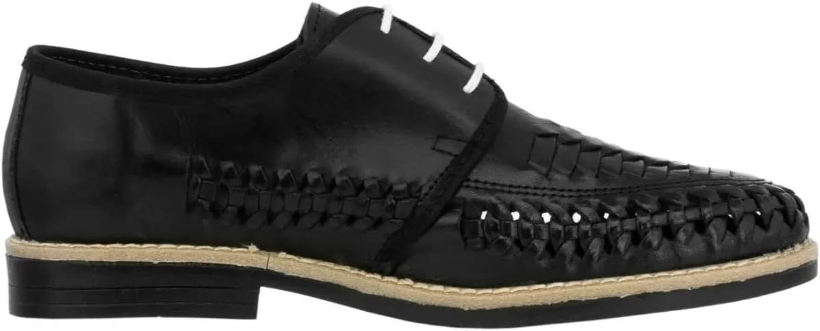 Men's Black Authentic Mexican Laced Huaraches Lace Up Sandals Closed Toe
